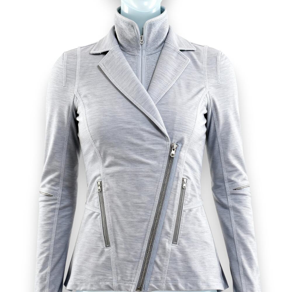 Lululemon Ride On Blazer‎ Jacket Women's Size 6 Fossil Gray Zip Moto Casual